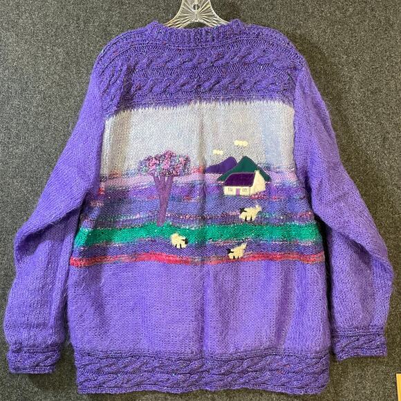 Vintage Rosemarie B Mohair Wool Hand Knit Ireland Sweater L Sheep - Picture 9 of 16